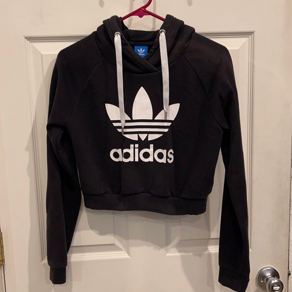 Very Nice Adidas Youth Hooded Black Pullover Sweatshirt, Unisex. - Picture 5 of 7